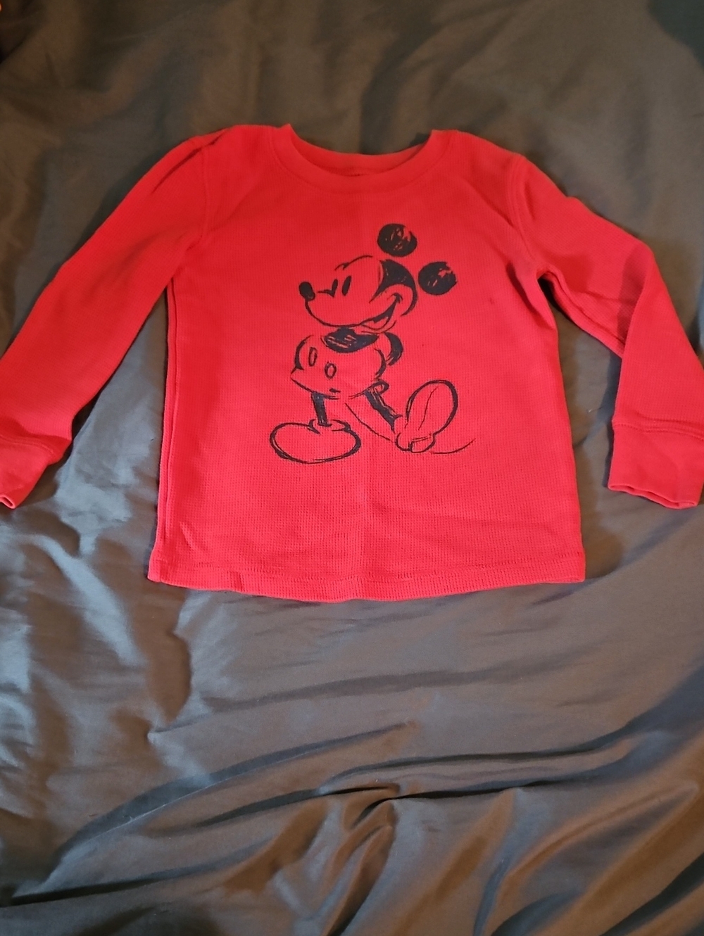 Disney Red Long-Sleeve Top with Black Mickey Graphic